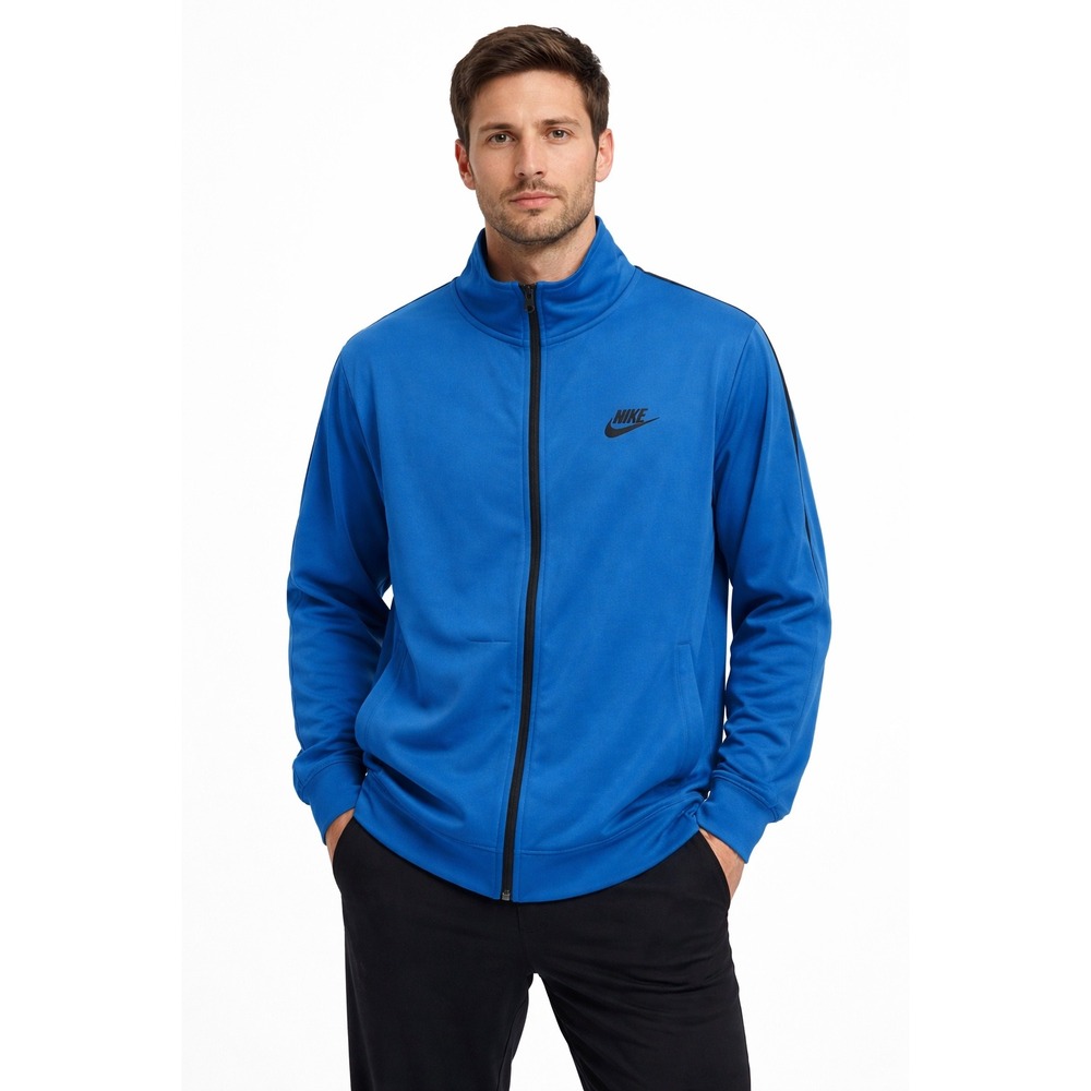 Nike Mens Blue Full Zip Track Jacket Mock Neck Logo Pockets Large RN 56323‎